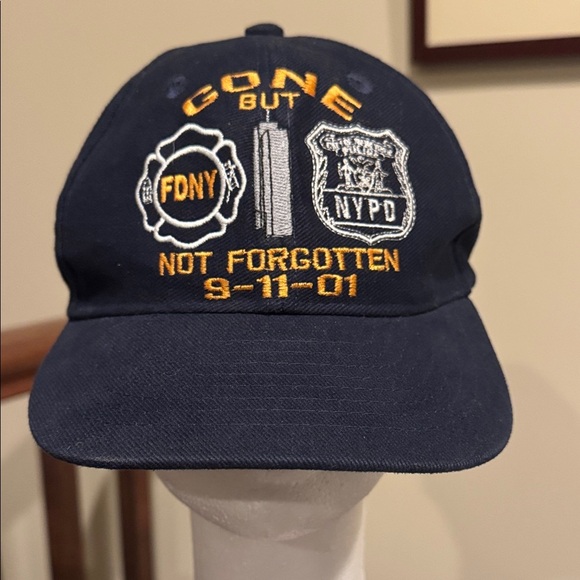 Navy Blue 9/11 Tribute gone but not forgotten 911 baseball cap embroidered NY - Picture 2 of 12
